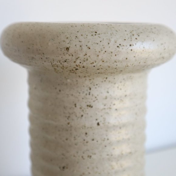 Vintage Handmade Speckled Ceramic Column Flare Rim Vase - Picture 7 of 12